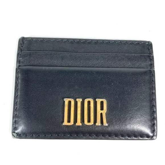 Dior Pass case logo Business Card Holder Card Case Leather Black - Picture 1 of 7